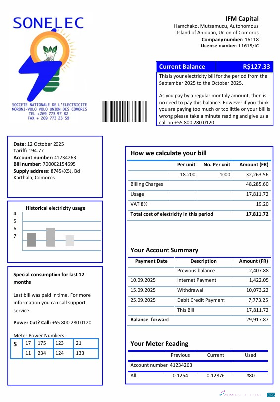 download download Comoros Sonelec utility bill